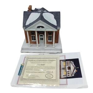 Hawthrone Rockwell's Stockbridge Christmas Village The Bank Ceramic Light Up